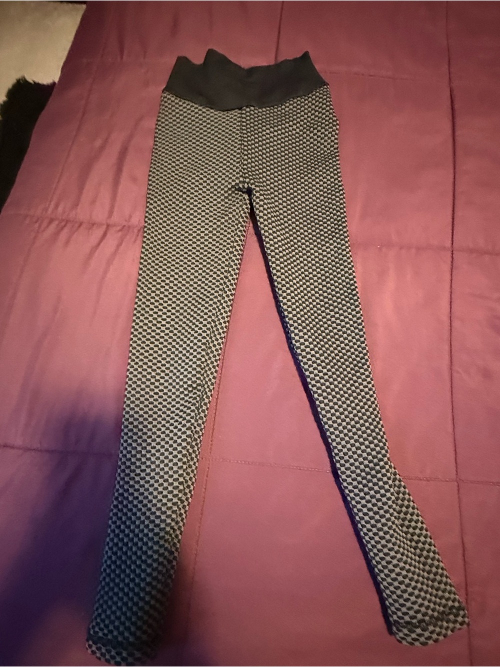 High-Waist Textured Black & Gray Leggings
